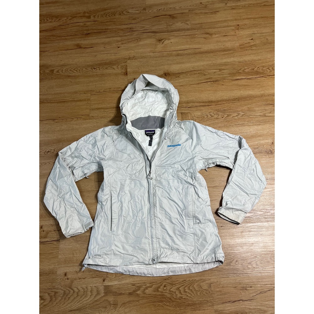 Patagonia H2No Torrentshell Rain Jacket Womens Medium Grey Hooded Full Zip Shell